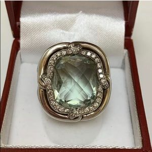 David Yurman Prasiolite and Diamond Ring. So 6.5